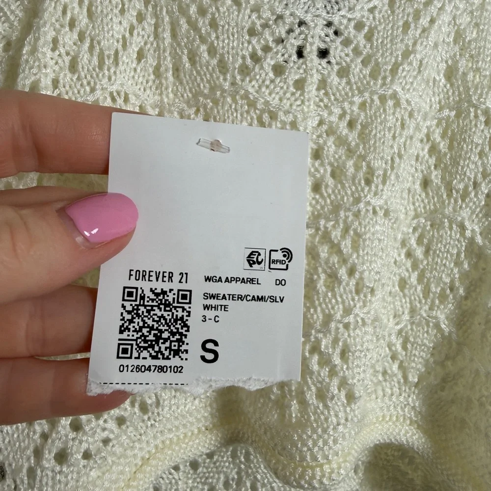 Forever 21 Cream Crochet Knit Crop Tank Top Festival Outfit | NWT Size S - Picture 9 of 11
